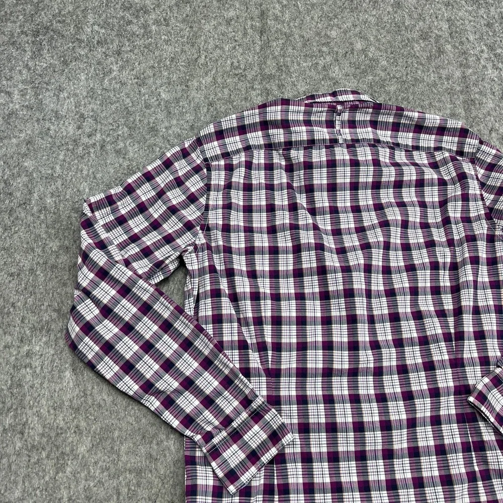 Banana Republic Shirt Mens Medium Purple Plaid Grant Fit Custom 078 Cotton Work